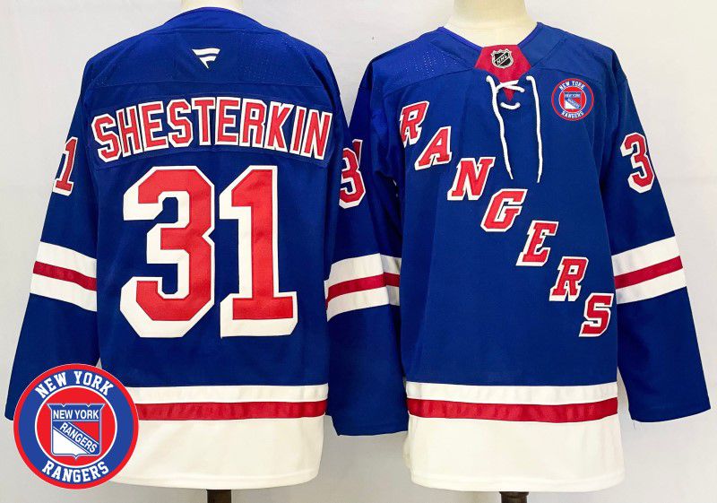 Men New York Rangers #31 Shesterkin Blue Fanatics 2025 NHL Jersey style 4